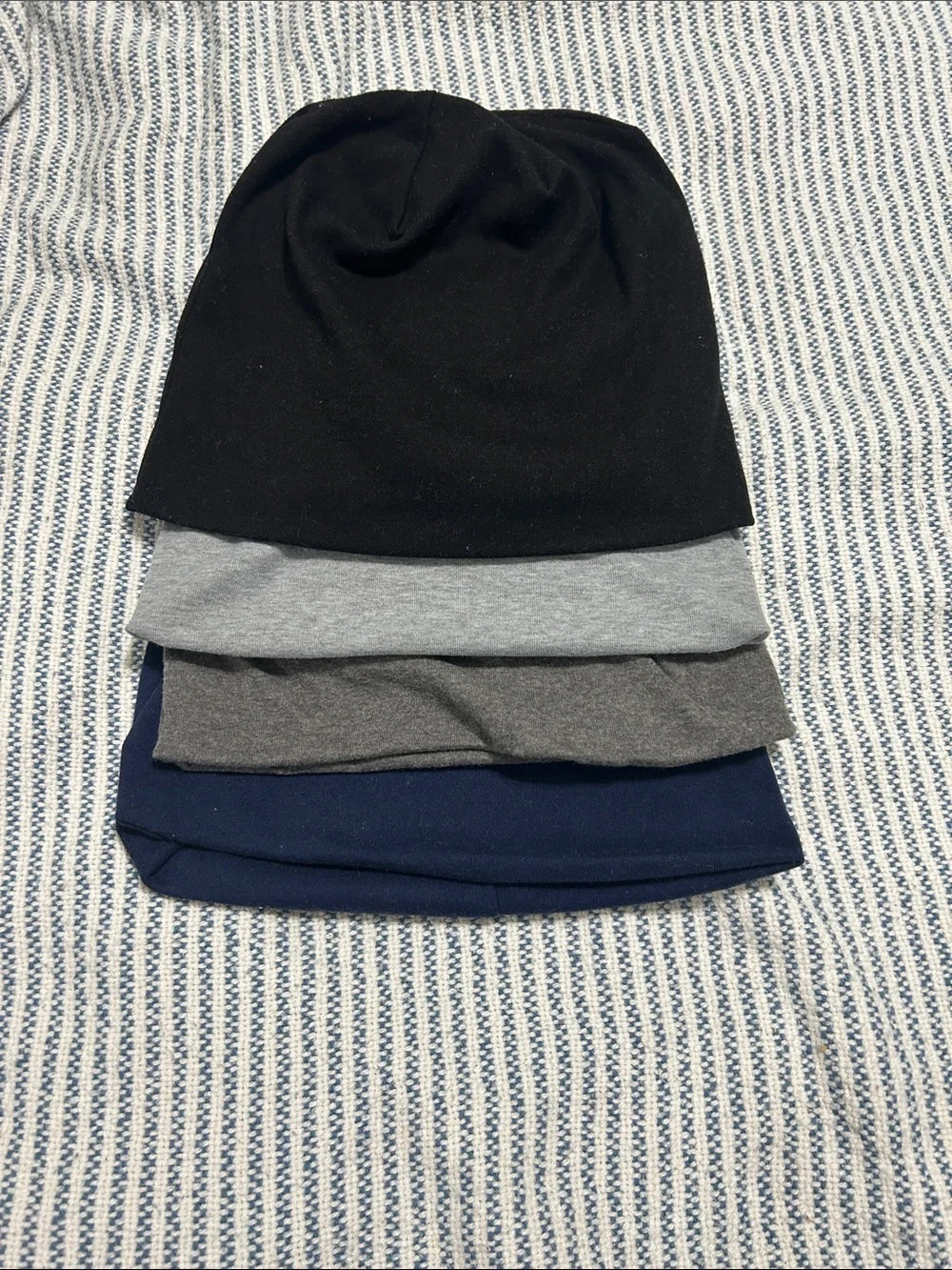 Set of 4 Soft Knit Turban Beanies - Gray, Navy, Black